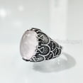 thumbnail image 2 of Rose Quartz Mans Ring, Natural Rose Quartz ring, Silver Jewelry, 925 Silver Ring, Birthday Gift, Heavy Mens Ring, Arabic Design, Ottoman Style Ring, Christmas, Turkey Mens Signet Ring, 2 of 8