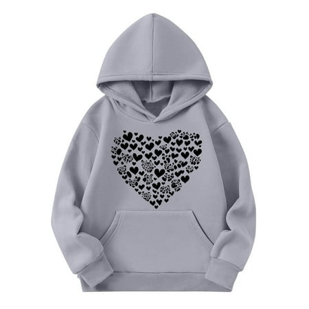 CYRBOKO Toddler Girls Hooddies Pullover Autumn Comfy Casual Long Sleeve Clothing Gray Size 3-4 T
