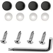 LFParts Stainless Steel Rust Resistant License Plate Frame Security Anti-Theft Self Tapping Screws Fasteners (M6x20mm, Black Caps)
