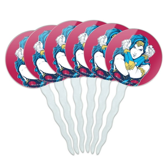 Wonder Woman Movie Crossed Arms Cupcake Picks Toppers Decoration Set of 6