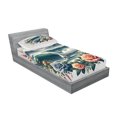 thumbnail image 2 of Ambesonne Nautical Fitted Sheet & Pillow Sham Set, Sailboat in Rose Wreath, Twin, Teal Salmon and Slate Blue, 2 of 2
