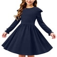 thumbnail image 2 of Robe Extensible à Manches Longues pour Filles, Robe Patineuse Évasée avec Encolure Ronde et Manches Bouffantes, Robe pour Récital Scolaire et Fête, 2 of 7