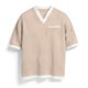 thumbnail image 4 of Ceisia Men's Casual Fashion Waffle Knit Short Sleeve Shirt - V-neck Color Block Top with Sleeve Zipper Pocket Beige M Gifts, 4 of 8