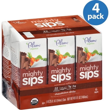 Plum Organics Mighty Sips Chocolicious Nutritional Milkshake, 8.25 fl oz, 6 count (Pack of 4)
