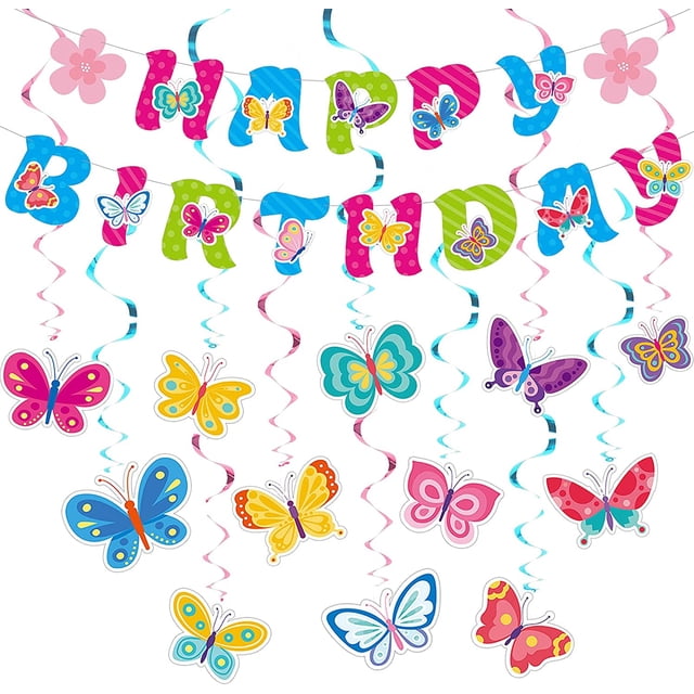 Conjunto de decoración de fiesta de cumpleaños de mariposa Ormromra HMHZ655