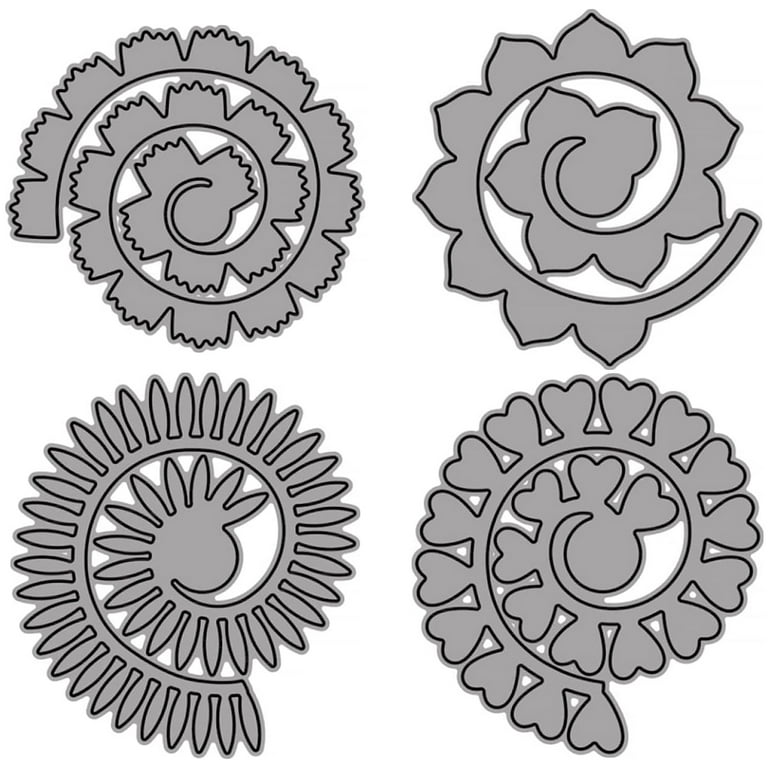 8pcs 3D Flowers Spiral Metal Cutting Dies for Card Making DIY Scrapbooking Embossing Stencil Die Cuts Punch Template Mould Arts Crafts Metal Cutting