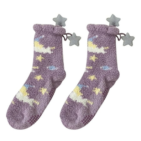

OUNONA 1 Pair of Thicken Winter Socks Coral Fleece Warm Sock Sleep Bed Socks Floor Sock