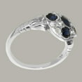 thumbnail image 4 of LBG British Made 10k White Gold Natural Sapphire & Diamond Womens Promise Ring - 33 size options - Size 4.5, 4 of 7