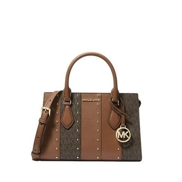 Michael Kors Women's Sheila Small Studded Patchwork and Signature Logo Satchel