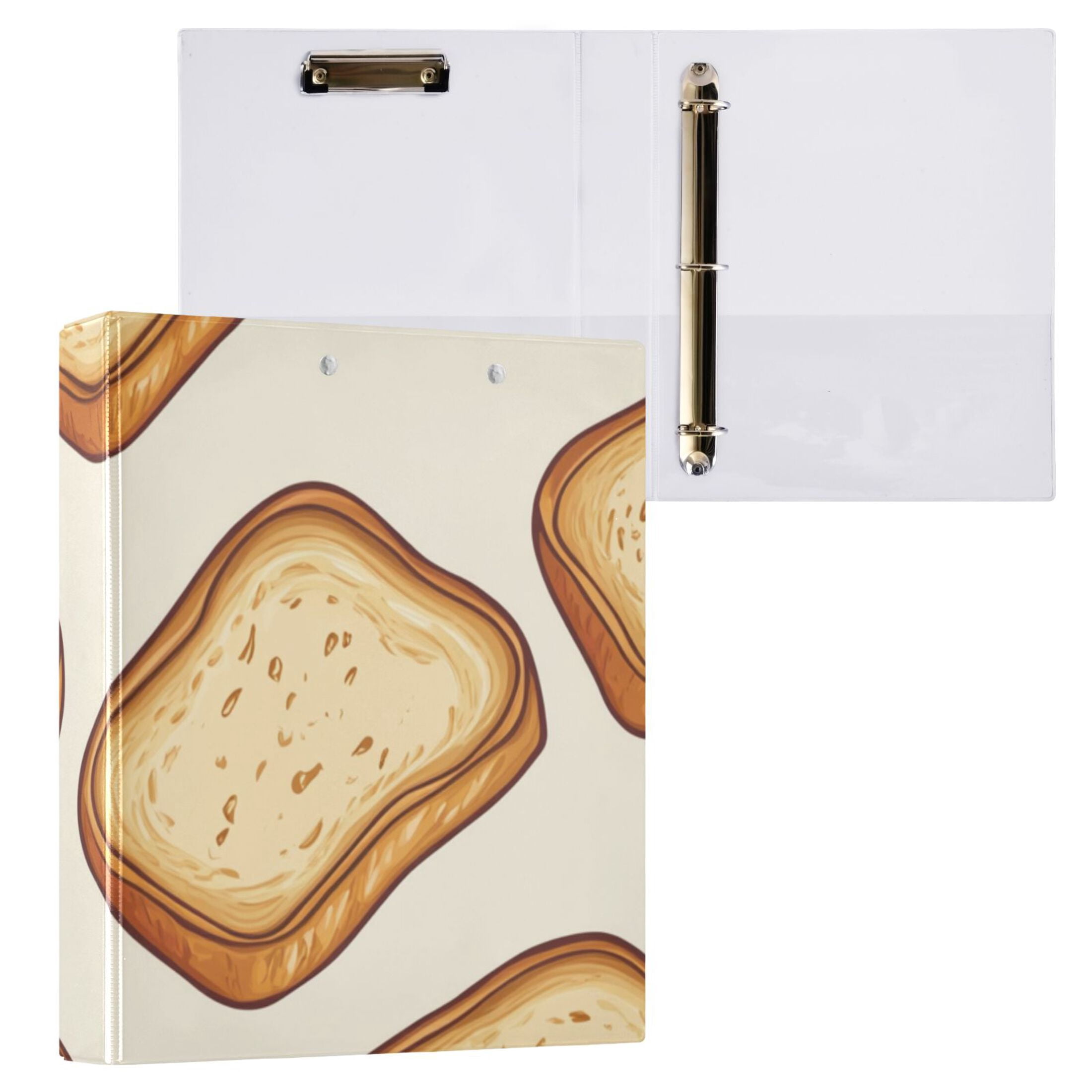 Bread Slices Cartoon 3 Ring Binders 1.5 inch Hardcover File Folders with Interior Pockets A4 Size Organizer for School Office Hospital