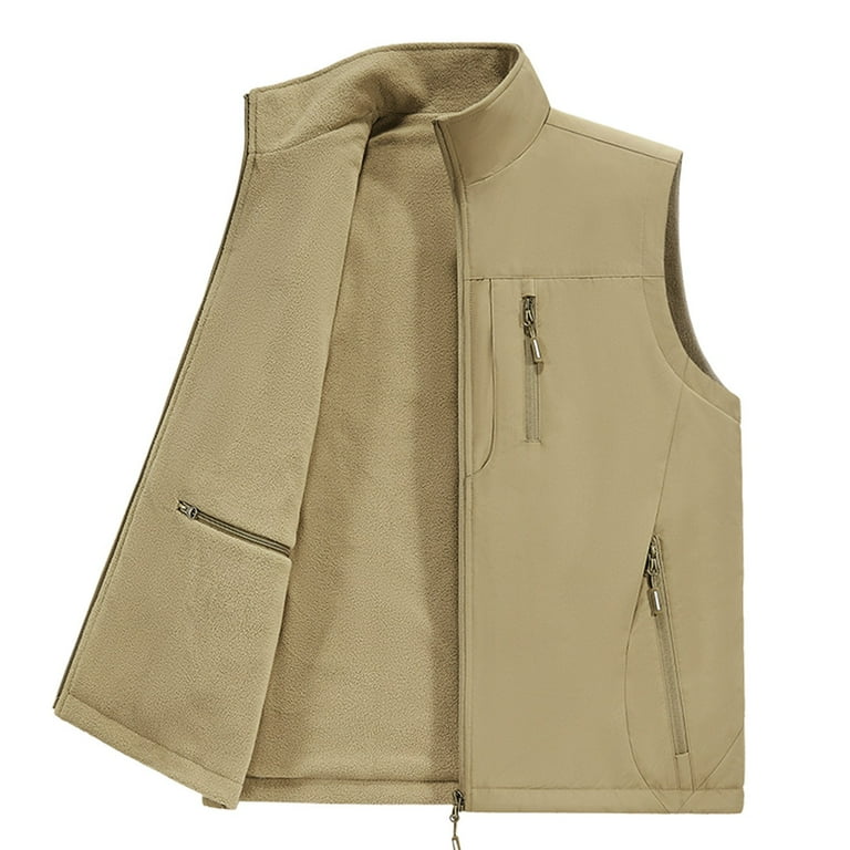 WREESH Fashion Vest Men'S Work Jacket Standing Collar Multiple