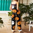 thumbnail image 4 of WTOBBY Women's Halloween Printed Jumpsuit, Retro Casual Loose Fit with Suspenders in Cotton Linen Blend, Great for Everyday Comfort and Fashion,YellowXL, 4 of 6