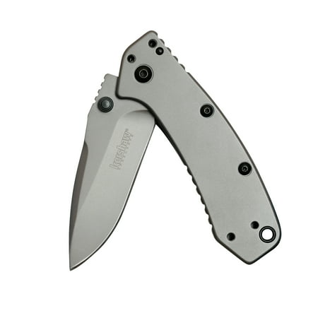 Kershaw Cryo Pocket Knife; 2.75” 8Cr13MoV Steel Blade and Stainless Steel Handle with Titanium Carbo-Nitride Coating, SpeedSafe Assisted Opening, Frame Lock, 4-Position Deep-Carry Pocketclip; 4.1
