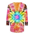 thumbnail image 5 of CYMMPU Spring Tops Round Neck Tunic Tops Loose Fit Blouses for Women Dressy Casual Fall Trendy Shirts 3/4 Sleeve Tie Dye Ombre Lightweight Basic Tees Multicolor XL, 5 of 5