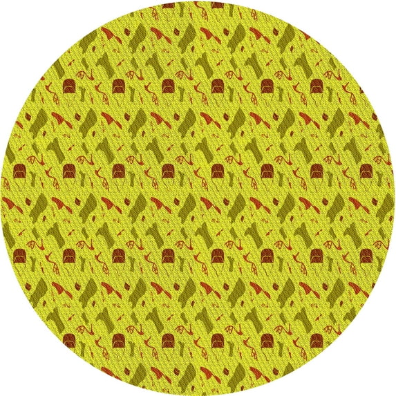 Ahgly Company Indoor Square Patterned Canary Yellow Area Rugs, 3' Square