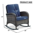 thumbnail image 6 of PARKWELL Outdoor Patio Rocking Chair Wicker High Back Rocker Lounge Chair with Cushion for Backyard Deck Porch,Navy, 6 of 6