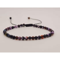 Natural Amethyst Bracelet, Handmade Semi Precious Gemstone 4mm Beaded Bracelet