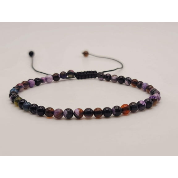 Natural Amethyst Bracelet, Handmade Semi Precious Gemstone 4mm Beaded Bracelet
