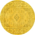 thumbnail image 1 of Ahgly Company Machine Washable Indoor Round Persian Yellow Traditional Area Rugs, 4' Round, 1 of 4