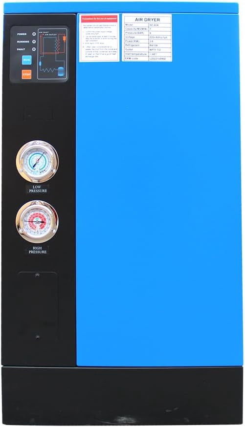 HPDAVV Industrial Refrigerated Compressed Air Dryer 255 CFM 230V/60HZ/1-Phase for 50HP Air Compressor R407C