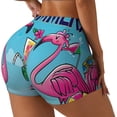 thumbnail image 2 of Kdxio Beach Flamingo Trio Print Workout Shorts for Women Seamless Soft Smooth Gym Yoga Scrunch Active Shorts, 2 of 5