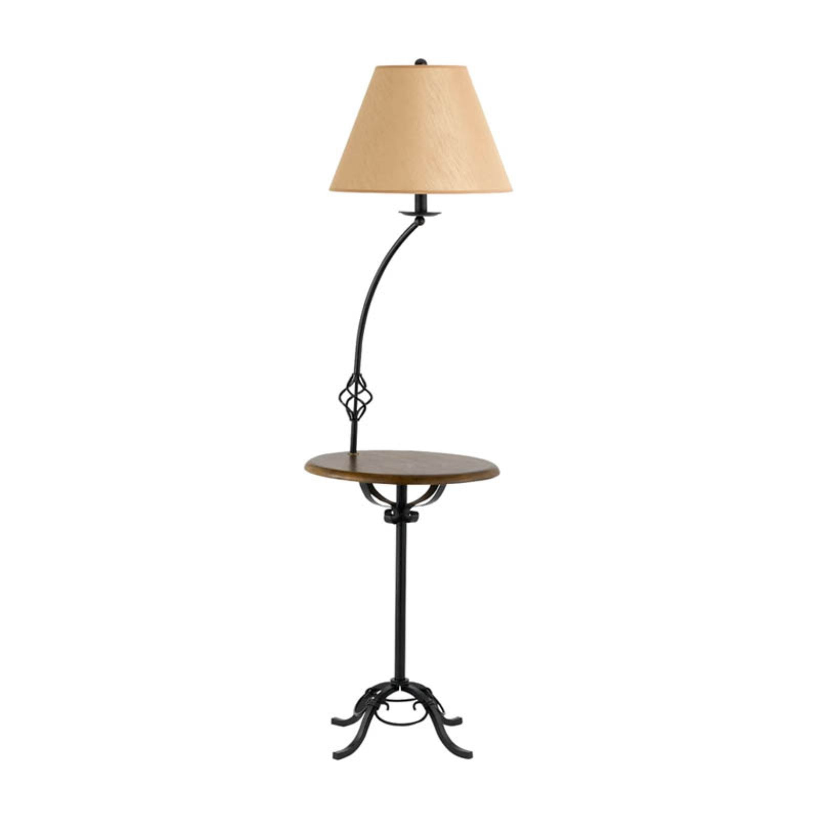 Cal Lighting BO-2095FL Wrought Iron Floor Lamp with Wood Tray Table