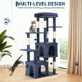 thumbnail image 3 of Heavy-Duty Cat Tree Tower for Large Indoor Cats & Maine Coons – 61" Multi-Level Playground with Extra-Large Perch, 2 Spacious Condos, Robust Sisal Scratching Posts, 3 of 9
