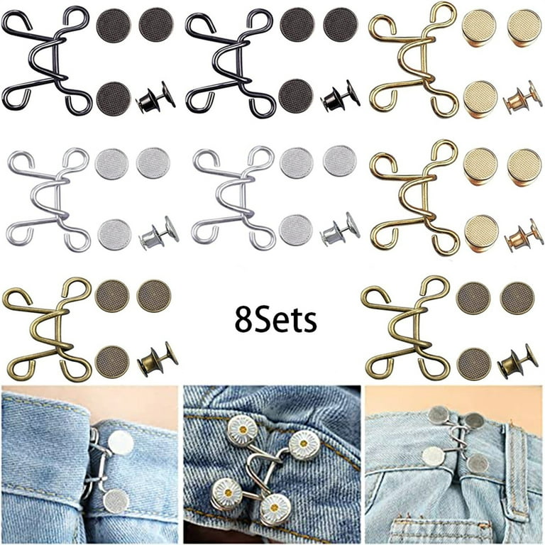 4 Sets Pearl Jean Button Pins Adjustable Waist Buckle Extender Button  Detachable Jean Button Pin No Sewing