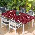 thumbnail image 2 of Red Christmas Snowflakes Table Cloths for 4 Foot Rectangle Tables, Winter Xmas Pine Tree Plant Patio Waterproof Elastic Fitted Tablecloths, Washable Rectangular Table Cover for Camping, 2 of 8