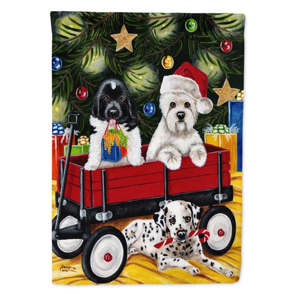 Carolines Treasures AMB1445GF Christmas Westie Newfoundland Dalmatian Flag Garden Size  Small multicolor