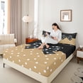 thumbnail image 4 of Homewish Boys Girls Kawaii Bow Knot Full Size Sheets 4-Piece,Polka Dots Breathable Bed Sheets,Black Brown Lightweight Sheet Sets,Breathable Home Decor, 4 of 7
