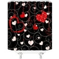 thumbnail image 2 of Love Heart Shower Curtain Red Black Heart Cute Fashion Woman Girls Romantic Valentine''s Day Modern Polyester Curtains Bathroom Decor with Hooks 70" Wx84 H, 2 of 6