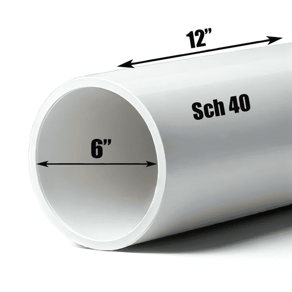 Schedule 40 PVC Pipe - Cut to Custom Length (6" x 1')