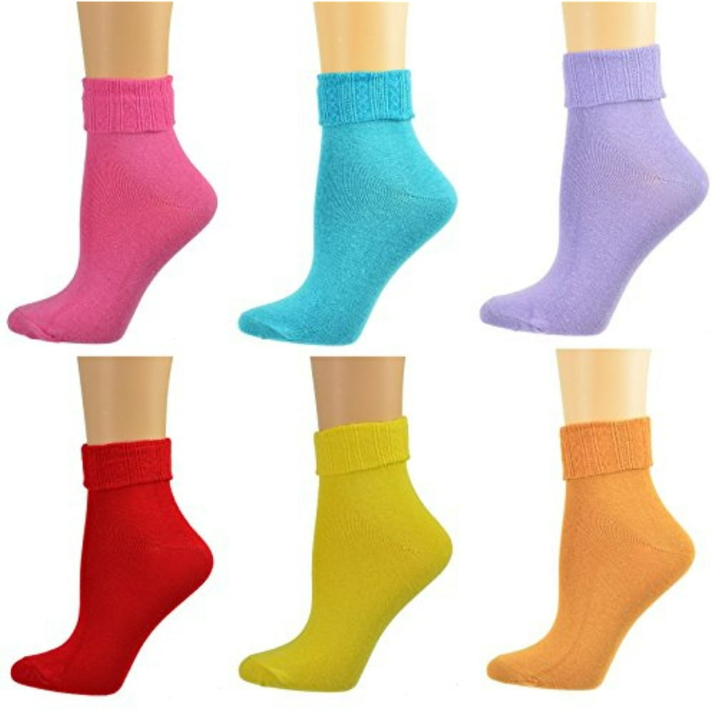 Sierra Socks Sierra Socks Women Triple Cuff Crew Cotton Colorful