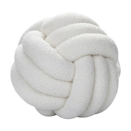 JeashCHAT Plush Knot Ball Pillow, Decorative Throw Pillows Plush Toy Waist Cushion Pillow for Sofa Bed Car Office Home Decor, 8.66"x8.66", White