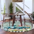 thumbnail image 3 of Round Rug 5Ft Washable Non-Slip, Easter Circle Area Rugs for Living Room Bedroom, Black Plaid Truck Eggs Bunny Spring Floral Gnomes Indoor Floor Mats Carpet Runner for Home Decor Aesthetic, 3 of 8