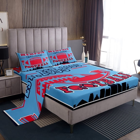 Erosebridal Teen Ball Gaming Football Sheet Set Twin,Sport Game Bedding Sets Twin Size,Gamer Decoration(Memphis),3pcs