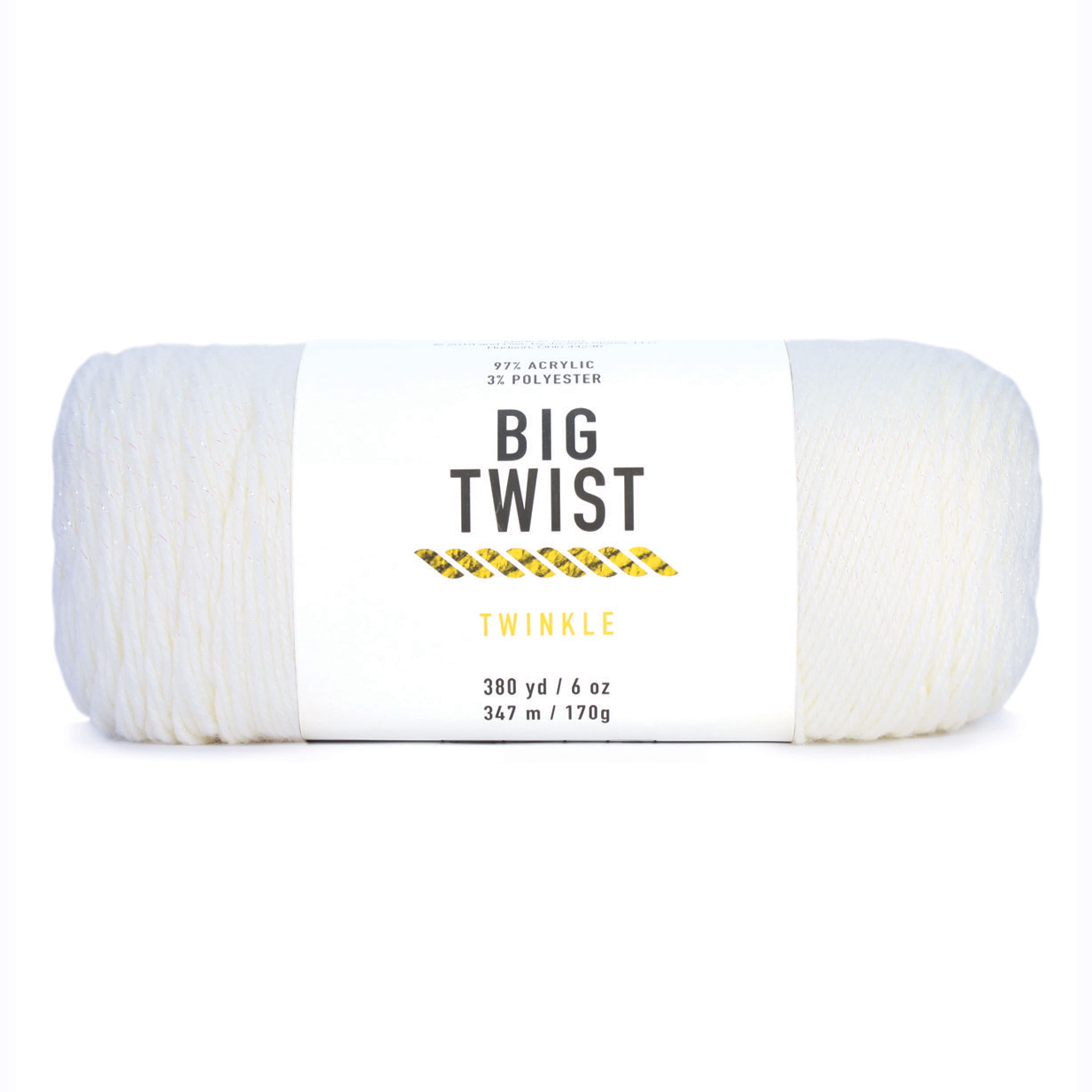 Big Twist Twinkle Yarn, Medium Worsted Sparkle Acrylic Blend, Assorted Colors, 6 oz. Skein, 6-Pack
