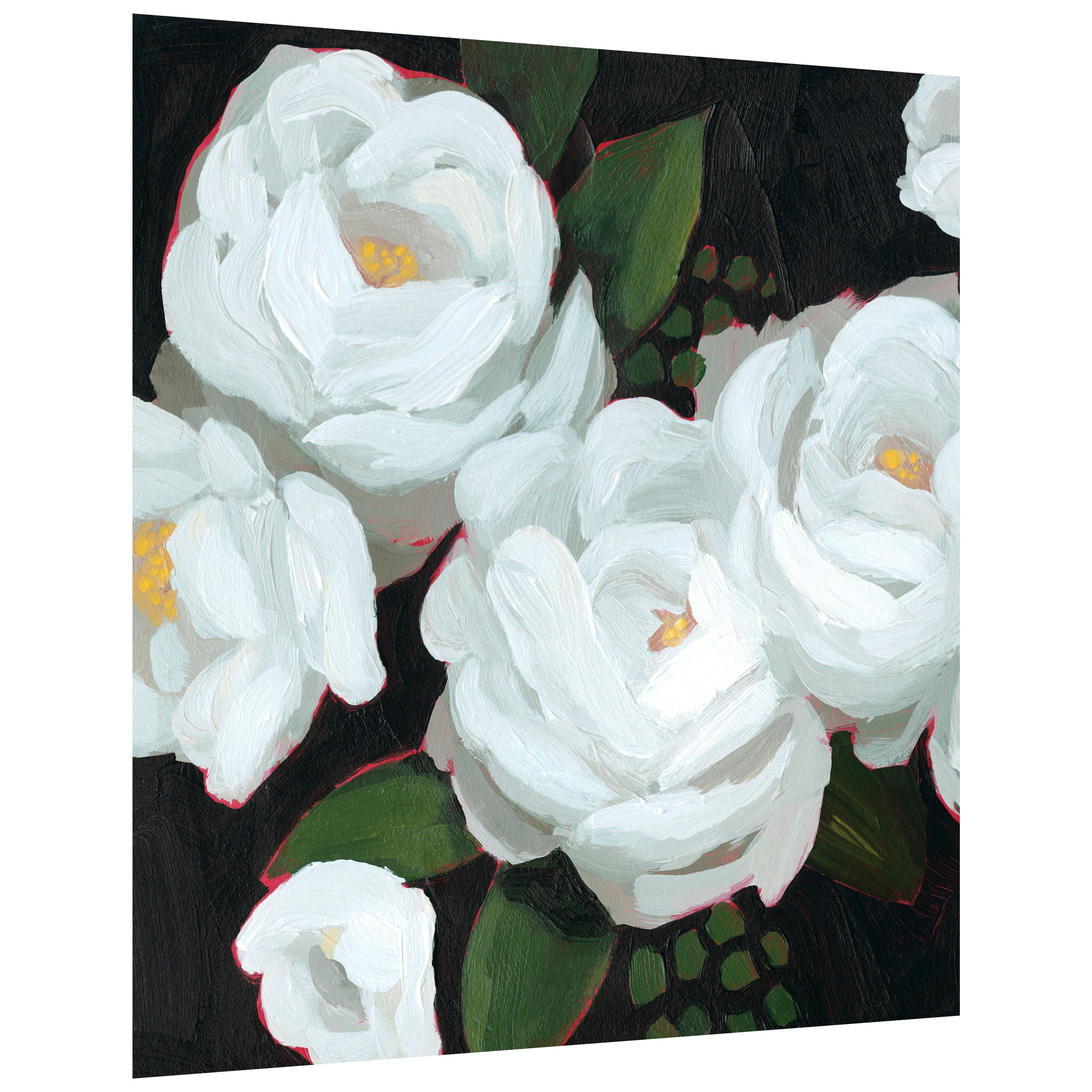 "White Blossom Serenity II" Flower Unframed Free Floating Reverse Printed Tempered Glass Wall Art