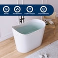 thumbnail image 4 of MEDUNJESS 43" Premium Freestanding Solid Surface Resin Stone Small Bathtub, Modern Design Japanese Freestanding Tub with Pop-up Drain and Overflow, Matte White, 4 of 10