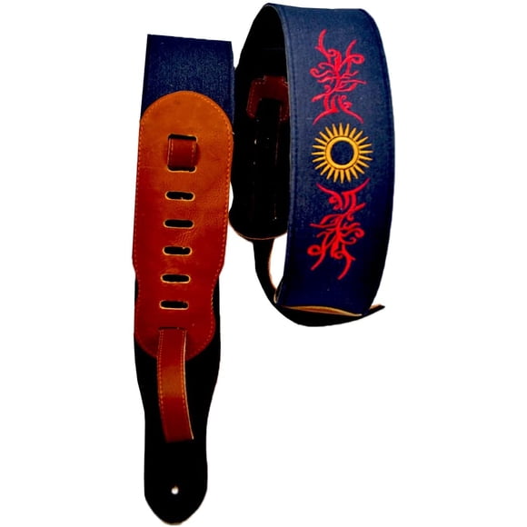Correa para guitarra Strap o Tahali para guitarra acústica, bajo eléctrico, guitarra eléctrica Kidam  Elegance XL Sol rojo/amarillo