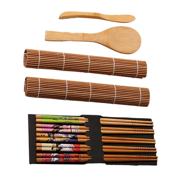 Moyic Juego para hacer Sushi, cortina para hacer arroz, rollo para cocinar, palillos chinos retorcidos, ayudante rodante japonés, cocina Cocina y Comedor carbonizado Moyic HA061218-02