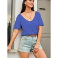thumbnail image 6 of Women Large V-Neck Short Sleeve Bottoming Shirt, 6 of 6