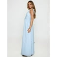 thumbnail image 6 of Women V Neck Maxi Dress Boho Flowy Long Dress Floral Loose Fit Summer Sundress Y2K Going Out Beach Dresses Light Blue M, 6 of 8