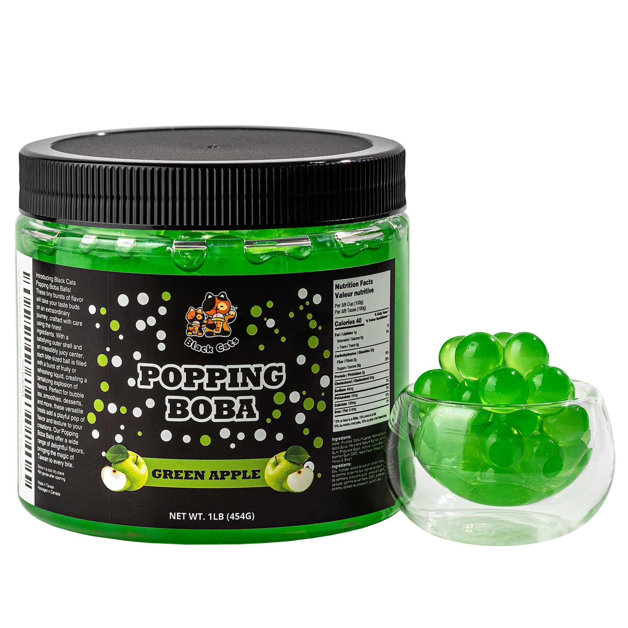 Black Cats Popping Boba Pearls | Raspberry Flavor | 1LB (454g