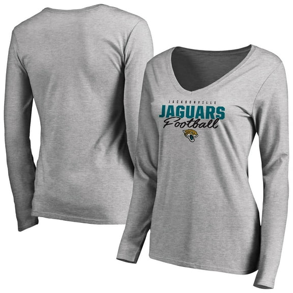 Women's Ash Jacksonville Jaguars Iconic Collection Script Assist Long Sleeve V-Neck T-Shirt