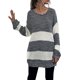 thumbnail image 1 of Txlixc Suéter de manga larga femenino, suéter de cuello redondo con patrón rayado Txlixc moda, 1 of 7