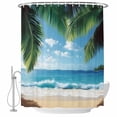 thumbnail image 2 of Coconut Tree Shower Curtains for Bathroom, Beach Blue Sky Sea Washable Fabric Shower Curtain with Hooks Waterproof Bathroom Decor Sets, 72 x 78 Inches, 2 of 9