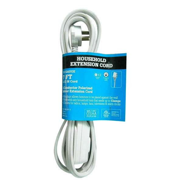 7' 16/2 Cube Extension Cord, White