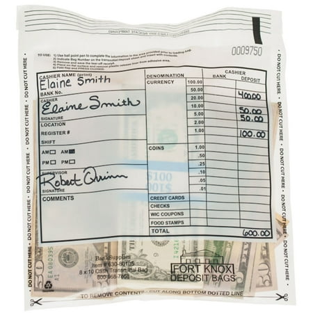 Cash Transmittal Bag - 8W x 10H - Tamper Evident - Case of 500
